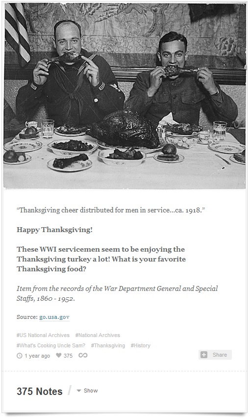 “Thanksgiving cheer distributed for men in service…ca. 1918.”